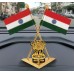 VOILA Indian National Flags with Satyamev Jayate Symbol Gold Plated Brass Flag for Car Dashboard